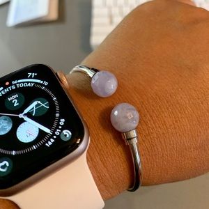 Savvy Cie Rhodium Blue Agate Cuff Bracelet